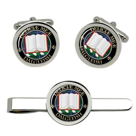 Dalgleish Scottish Clan Crest Cufflink and Tie Clip Set