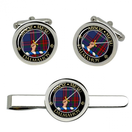 Dalmahoy Scottish Clan Crest Cufflink and Tie Clip Set