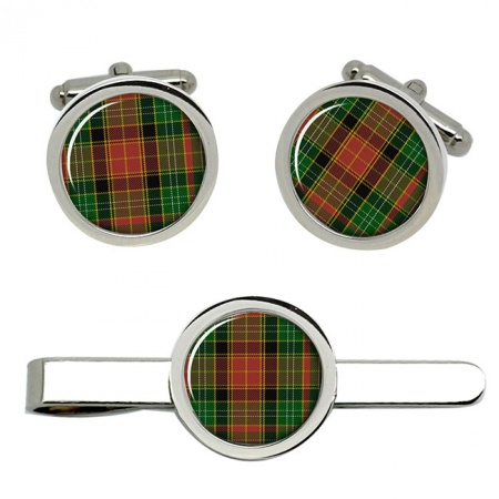 Dalrymple Scottish Tartan Cufflinks and Tie Clip Set