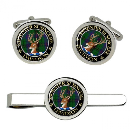 Davidson Scottish Clan Crest Cufflink and Tie Clip Set