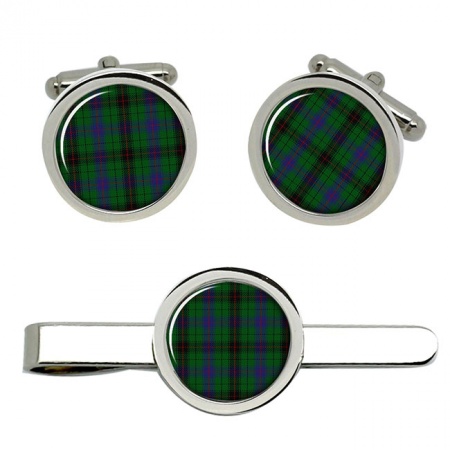 Davidson Scottish Tartan Cufflinks and Tie Clip Set