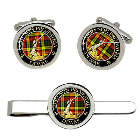 Dewar Scottish Clan Crest Cufflink and Tie Clip Set