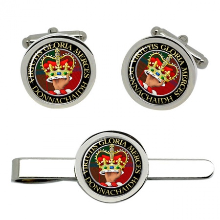 Donnachaidh Scottish Clan Crest Cufflink and Tie Clip Set