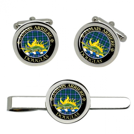 Douglas Scottish Clan Crest Cufflink and Tie Clip Set