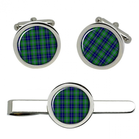 Douglas Scottish Tartan Cufflinks and Tie Clip Set