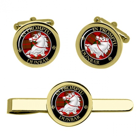 Dunbar Scottish Clan Crest Cufflink and Tie Clip Set