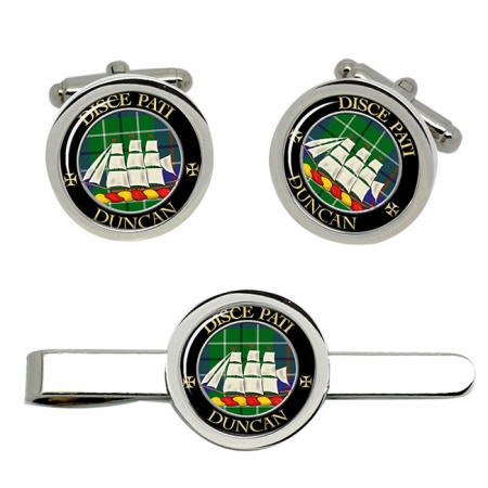 Duncan Scottish Clan Crest Cufflink and Tie Clip Set