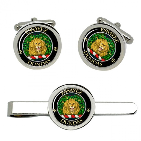 Dundas Scottish Clan Crest Cufflink and Tie Clip Set