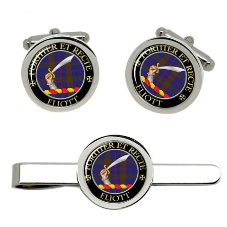 Eliott Scottish Clan Crest Cufflink and Tie Clip Set