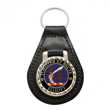 Elliott Scottish Clan Crest Leather Key Fob