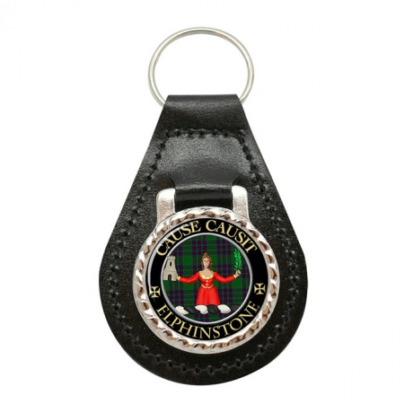 Elphinstone Scottish Clan Crest Leather Key Fob