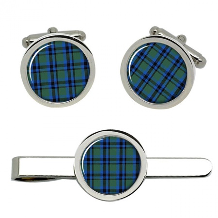 Falconer Scottish Tartan Cufflinks and Tie Clip Set