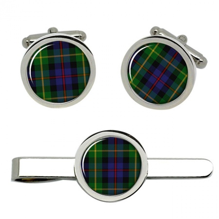 Farquharson Scottish Tartan Cufflinks and Tie Clip Set