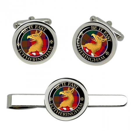 Fotheringham Scottish Clan Crest Cufflink and Tie Clip Set