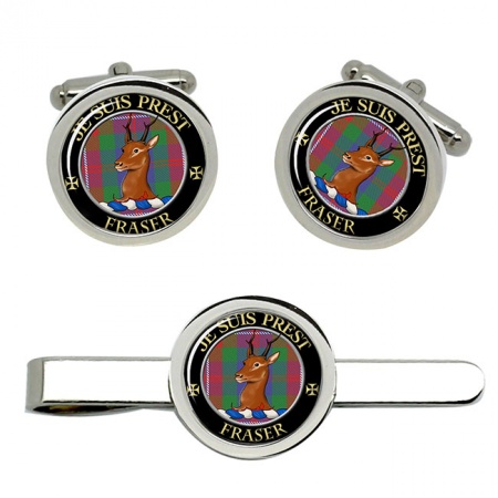 Fraser of Lovat Scottish Clan Crest Cufflink and Tie Clip Set