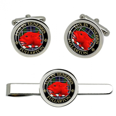 Fullarton Scottish Clan Crest Cufflink and Tie Clip Set