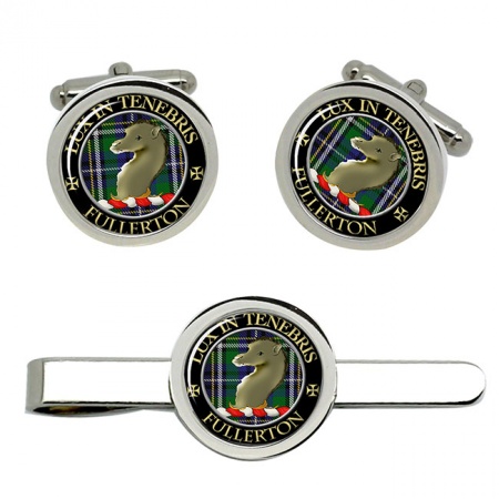 Fullerton Scottish Clan Crest Cufflink and Tie Clip Set