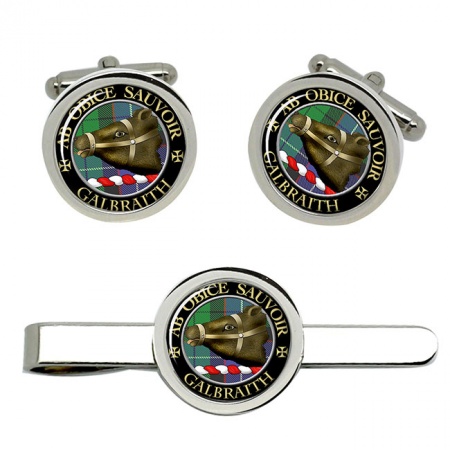 Galbraith Scottish Clan Crest Cufflink and Tie Clip Set