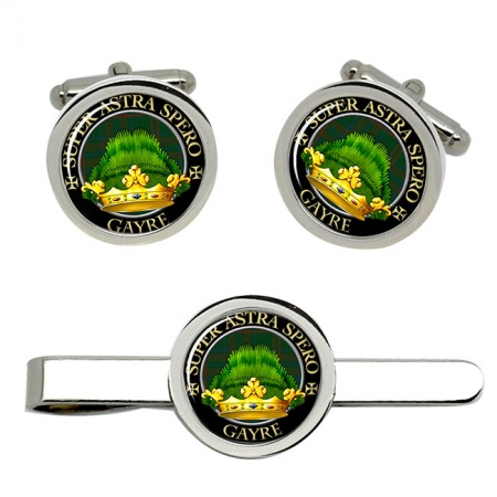 Gayre Scottish Clan Crest Cufflink and Tie Clip Set