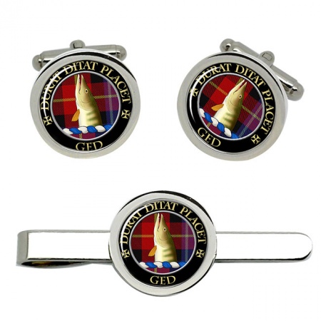 Ged Scottish Clan Crest Cufflink and Tie Clip Set