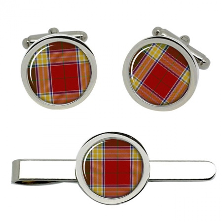 Gibbs Scottish Tartan Cufflinks and Tie Clip Set