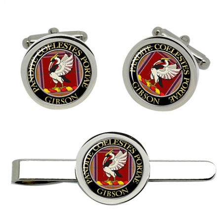 Gibson Scottish Clan Crest Cufflink and Tie Clip Set