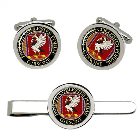 Gibsone Scottish Clan Crest Cufflink and Tie Clip Set