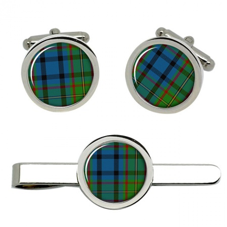 Gillies Scottish Tartan Cufflinks and Tie Clip Set