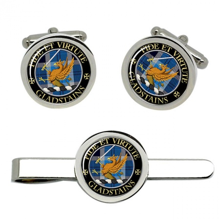 Gladstains Scottish Clan Crest Cufflink and Tie Clip Set