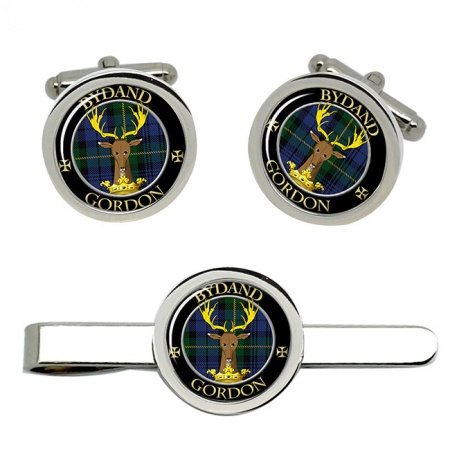 Gordon Scottish Clan Crest Cufflink and Tie Clip Set