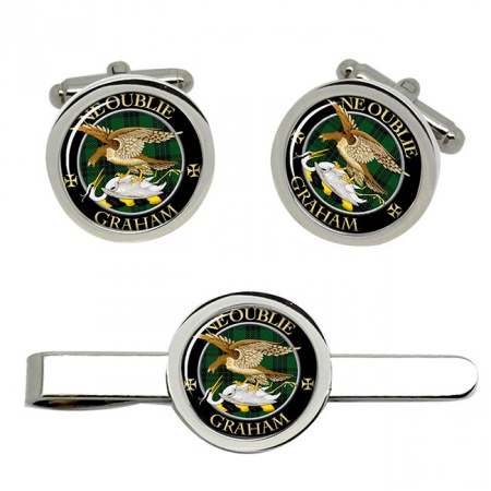 Graham Scottish Clan Crest Cufflink and Tie Clip Set