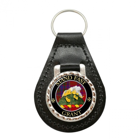 Grant (English Motto) Scottish Clan Crest Leather Key Fob