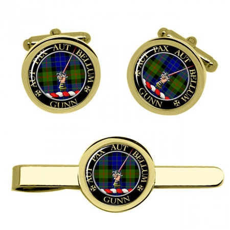 Gunn Scottish Clan Crest Cufflink and Tie Clip Set