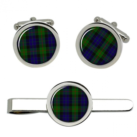 Gunn Scottish Tartan Cufflinks and Tie Clip Set