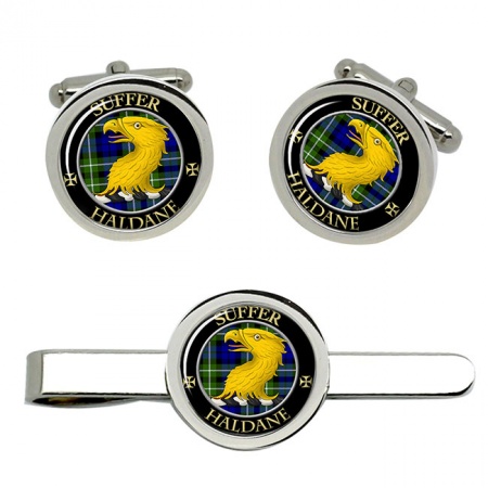 Haldane Scottish Clan Crest Cufflink and Tie Clip Set