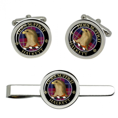 Halkett Scottish Clan Crest Cufflink and Tie Clip Set