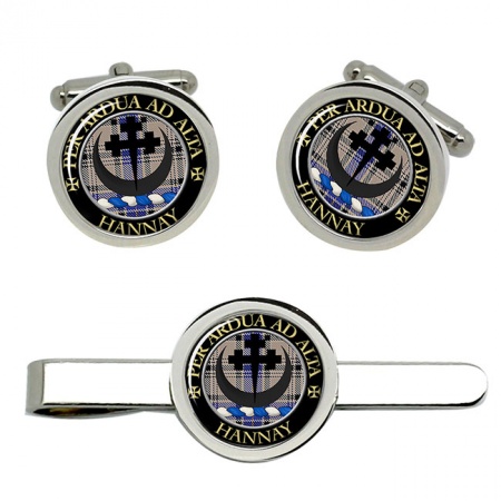 Hannay Scottish Clan Crest Cufflink and Tie Clip Set