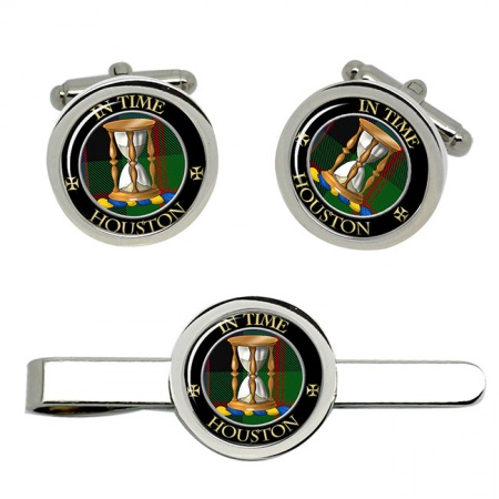 Houston Scottish Clan Crest Cufflink and Tie Clip Set