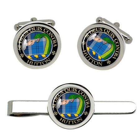 Hutton Scottish Clan Crest Cufflink and Tie Clip Set