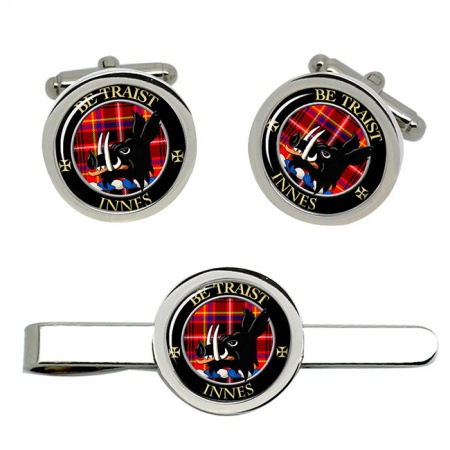 Innes Scottish Clan Crest Cufflink and Tie Clip Set