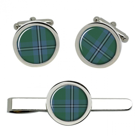 Irvine Scottish Tartan Cufflinks and Tie Clip Set