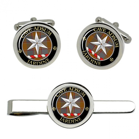 Jardine Scottish Clan Crest Cufflink and Tie Clip Set