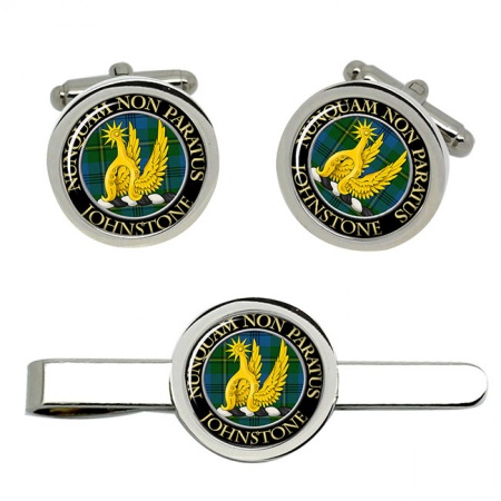 Johnstone Scottish Clan Crest Cufflink and Tie Clip Set