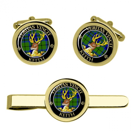 Keith Scottish Clan Crest Cufflink and Tie Clip Set