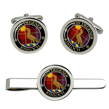 Kinloch Scottish Clan Crest Cufflink and Tie Clip Set