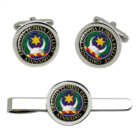 Kinnaird Scottish Clan Crest Cufflink and Tie Clip Set