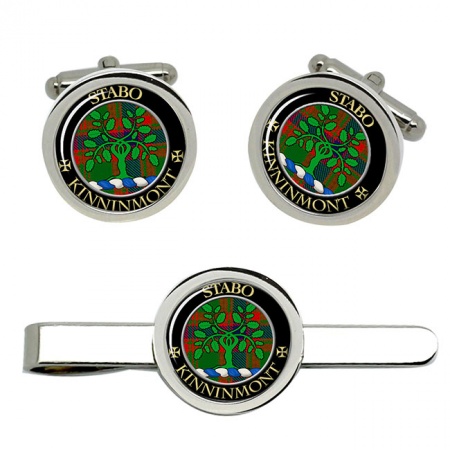 Kinninmont Scottish Clan Crest Cufflink and Tie Clip Set