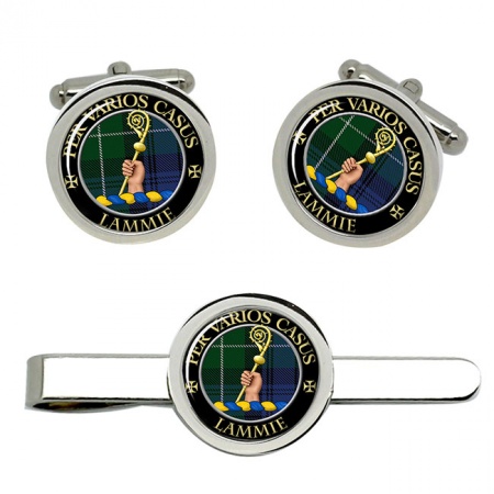 Lammie Scottish Clan Crest Cufflink and Tie Clip Set