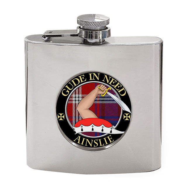 Ainslie Scottish Clan Crest Hip Flask