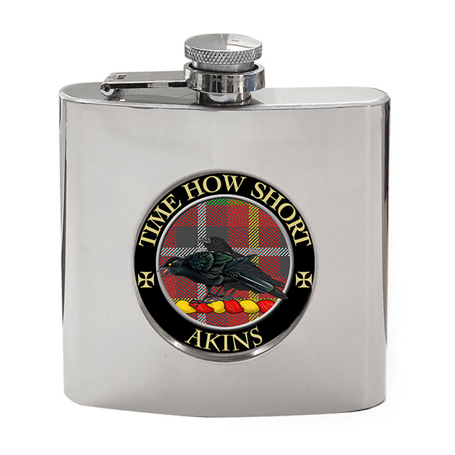 Akins Scottish Clan Crest Hip Flask